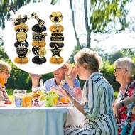 [Fenteer] 9Pcs Retirement Party Decorations Black And Gold Honeycomb for Office Events