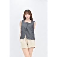 ((L) meier q Gray Wool Square Neck Vest Blazer Second-Hand Clothes