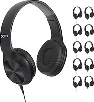 Coby Wired Headphones, 10-PK, Inline Call Control, Builtin Mic, Folding On-Ear Headset with Cushione