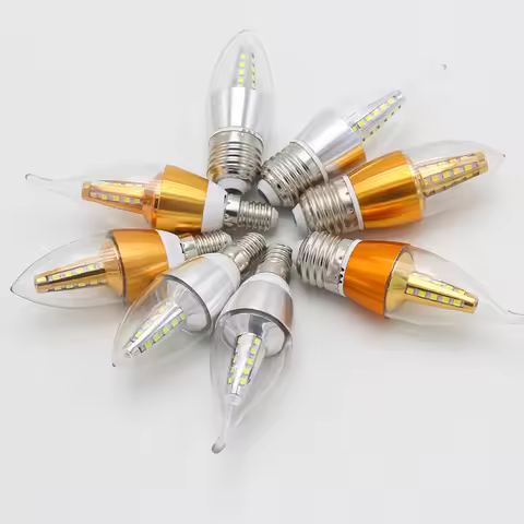 10Pcs/Lot LED Bulb Candle E14 5W 7W 9W 12W Golden Aluminum light AC 220V Lamp Cool Warm White Lampad