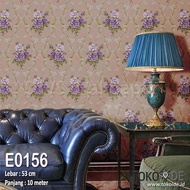 UNGU E0156 RONA | Batik Wallpaper | Purple brown floral batik motif Wallpaper | Premium Wallpaper (N