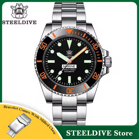 NH35 Water Ghost Mechanical Watch For Men Diving SD1954C STEELDIVE Super Luminous 30Bar Waterproof R