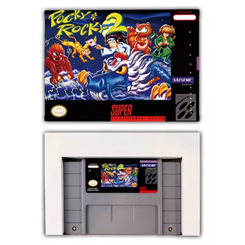 Pocky & Rocky 2 Action game Card for SNES EUR PAL USA NTSC 16bit Game Consoles with Retail Box Video