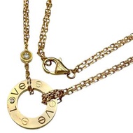 CARTIER Love Circle 2PD Diamond Necklace, 18K Yellow Gold, 6.5g, 38/41cm, B7219500, Women's [Pre-own