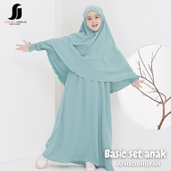 Gamis anak perempuan set hijab cadar BASIC hijau wardah baju dan jilbab instan syari free niqab