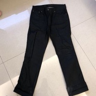Nudie Jeans👖義大利手工製牛仔褲 黑合身上寬下窄 黑色彈性布33-30 修身高彈性 專利布料