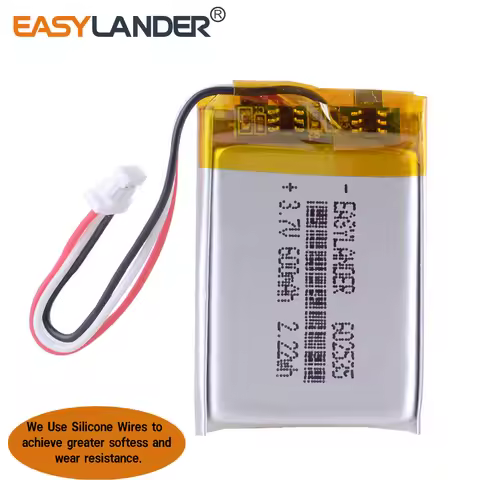 Silicone Wires Polymer lithium battery 3.7V 600mah 1.0 3p 602535 Replace for Yi Dash Cam Mio MiVue 3