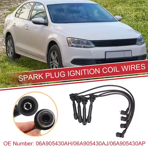 UXCELL 4 Pcs Car Spark Plug Coil Wires Ignition Coil Harness Cable 7mm for VW Seat Beetle Golf 1.6L 