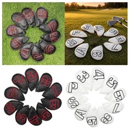 [lzdjlmy2ua] Golf Iron Covers PU Leather Embroidered Club Head Protector Set for Golf Club Iron Wood