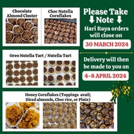 Hari raya kuih Honey Cornflakes Honey joy Kueh raya Nutella Cornflakes Nutella Tart Chocolate Almond Clusters cookies