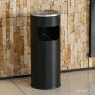 QM-8💖Stainless Steel Hotel Lobby Trash Can Cigarette Butt Column Smoke Extinguishing Bucket with Ashtray Outdoor Smoking