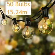 G40 Globe String Lights with 25 Clear Bulbs Hanging Indoor Christmas Lights Outdoor for Wedding Garl