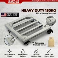 Troli Tong Gas Stainless Steel Heavy Duty Lockable Wheels Gas Tank Trolley