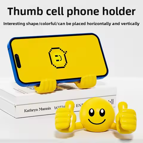 Cartoon Desktop Decor Smiley Rotating Thumb Phone Tablet Stand Creative Plastic Lazy Phone Holder
