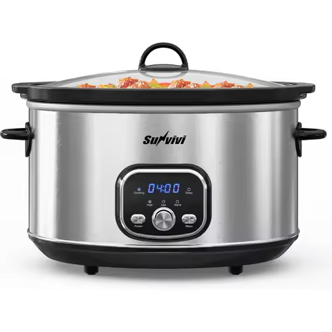 Slow Stew Pot Electronic Stainless Steel Color 8.5 QT: MultiCooker Food Warmer with Delay Function a