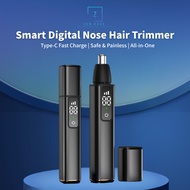 Smart Digital Nose Hair Trimmer – 360° Safe Blade | Type-C Fast Charge | Multi-Use for Nose, Ear, Ey