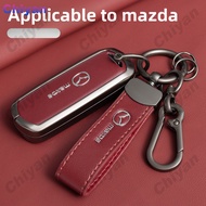Smart Keyless Car Key Fob Case Cover Genuine Leather Zinc Alloy 360° Protector Shell For Mazda 2 3 5
