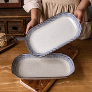 Baltan Home Furnishing TJ8 [Everything Looks Good] Hand-Painted 40cm Rectangular Fish Plate Sashimi 