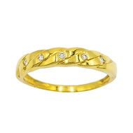 Happy Jewelry Simple Rope Ring 3 Diamonds Real Diamond 37.5% Pure Gold (9K) ME666