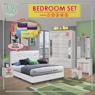 TW【KL & Selangor】【Siap Pasang】【QUEEN/KING】Bedroom Set /Set Bilik Tidur/Wardrobe/Dressing Table/Bed S