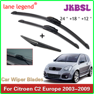 JKBSL ใบไม้เช็ดรถสำหรับ CITROEN C2ยุโรป24 "+ 18" + 12 "2003-2009ใบมีดที่ปัดน้ำฝนกระจกบังลมรถยนต์ล้างพอดีกับคุณแขนเบ็ด Jny