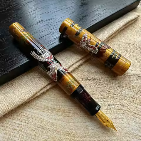 SELMY Intangible Heritage Handmade Urushi Lacquered Ebonite Crested Ibis Raden Maki-e BOCK Nib Fount