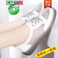 A-6💚Cartelo Crocodile（CARTELO）Leather One Pedal White Shoes Women's Summer Closed Toe Sandals Tendon Bottom Hollowed Mes
