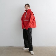 揹客 Packerism 套式背包款衝鋒雨衣搭配尼龍黑雨褲-緋紅