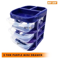 DIY Online4u - 3 Tier Mini Drawer / Medicine Storage/ Mini Office Organizer With 3 Compartment Purpl