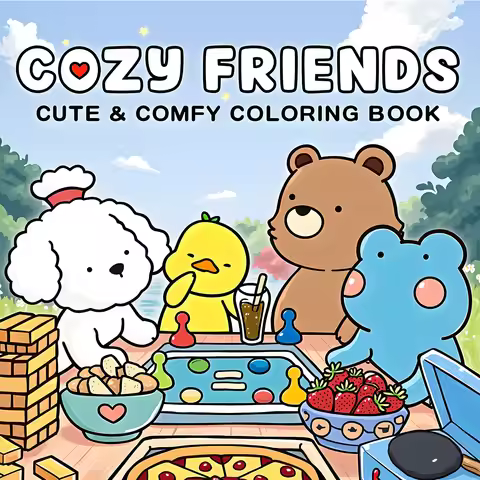 COZY FRIENDS: Coloring Book for Adults Featuring Cute Cozy Daily Activities for Relaxation (Cozy Spa