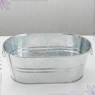 [LszcxMY] Galvanized Tub with Carry Handles Ice Holder Tin Ice Bucket Beer Tub Metal Drink