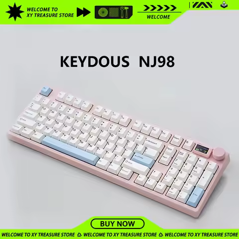Keydous NJ98 Game Keyboard 98 Keys Hot Swap RGB Backlight Three Mode Mechanical Keyboard Electric Qu