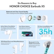 售 100% New 全新 榮耀 HONOR CHOICE Earbuds X5 ANC TWS 耳塞 35 小時電池壽命 藍牙 5.3 穩定連接 平衡和清晰的聲音 入耳式耳機 IP54 白色 Bluetooth Wireless Stereo Earphones Headset   立體聲 入耳式 無線控 藍牙 免提耳機  全新未使用 香港行貨 Christmas Birthday Gift Valentine’s Day Present 聖誕 生日 情人節 禮物 調景嶺/旺角/尖沙咀/銅鑼灣地鐵交收