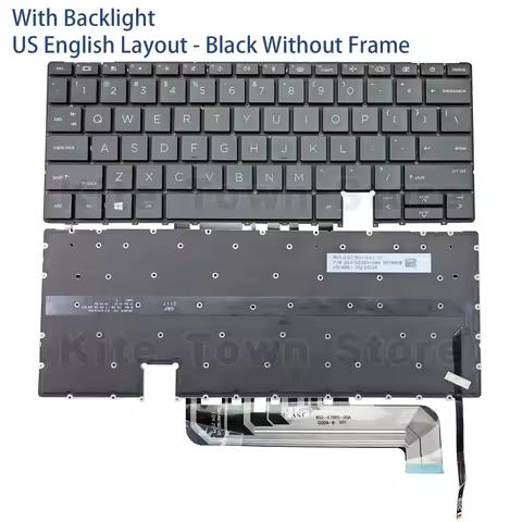 New US Laptop Keyboard Backlit for HP Elite Dragonfly G3 G4 Black Without Frame