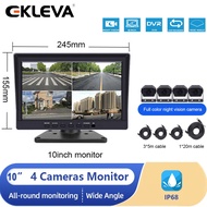 EKLEVA 10 inch DVR Monitor with 4 Camera 360 Dashcam Video Recorder for Rear View Reverse Park Backu