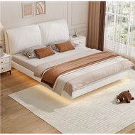 【SG Sellers】Leather And Solid Wood Bed Frame Single/Queen/King Bed Frame Bed Frame With Mattress