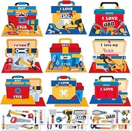 HOWAF 24 Pcs Father's Day Craft Kit, Fathers Day Stickers Decorations Make Your Own Best Dad Toolbox