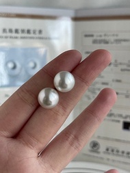 澳白最高品質 極光維納斯 澳白珍珠耳釘 11-12mm 付真科研證書