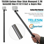 Telesin Invisible Stick 2.7M Monopod Full Carbon Fiber Insta360 One X X2 R GO2 Gopro Max