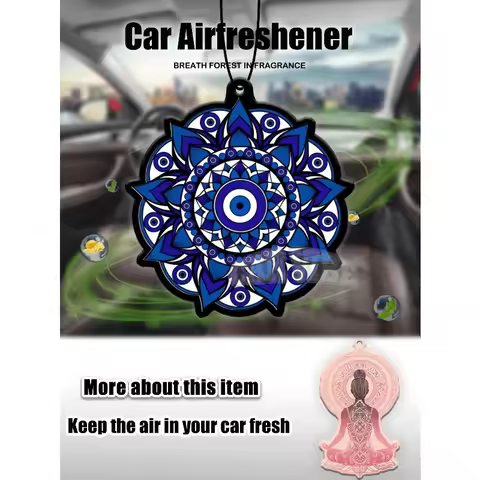 Lucky Evil Eye Yoga Car Freshener — Mirror Scent Strip, Long-Lasting Freshness, Fun Gift for Friends