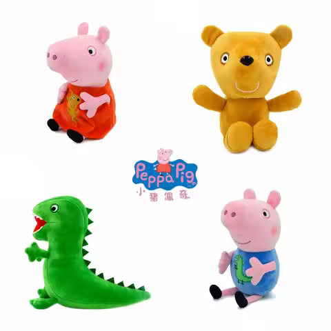 Peppa Pig Girls Gift George Pig Family Stuffed Toys Mr Dinosaur Teddy Bear Cartoon Anime Plush Dolls
