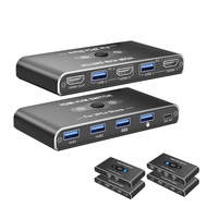 HDMI 2.0 KVM Switcher USB2.0/3.0 HDIM 2 input 1 Output 4K 60Hz 2PC Sharing 1 Monitor Mouse Keyboard