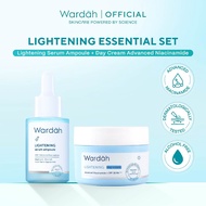 Lightening Essential Set - Wardah Lightening Serum Ampoule + Day Cream - Advanced Niacinamide,UV Pro