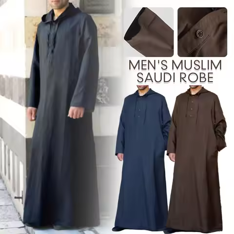 Islamic Clothing Men's Long Sleeve Loose Muslim Men Saudi Arabia Pakistan Kurta Muslim Costumes Musl