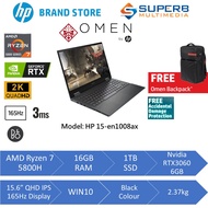 HP OMEN Gaming Laptop 15-en1008AX (AMD Ryzen 7 5800H, 16gb ram, 1TB SSD, Nvidia RTX3060 6GB, 15,6" Q