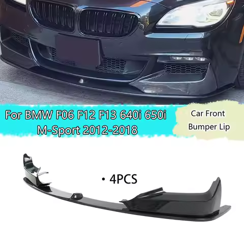 For BMW F06 F12 F13 640i 650i M-Sport 2012-2018 Front Bumper Lip Splitter Glossy Black Carbon Fiber 