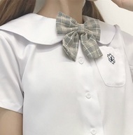 JK ชุดเครื่องแบบนักเรียนญี่ปุ่นเสื้อเสื้อแขนสั้นมีปกตุ๊กตาหูกระต่ายชุดกระโปรงจีบลายสก๊อตกระโปรงสำหรั