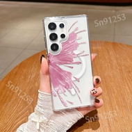 Pink Butterfly Samsung s23 s22 s21 A56 A55 A54 A36 Transparent Case