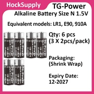 [6pcs] TG-Power Alkaline Size N, LR1 Battery 1.5V, E90, 910A (GP N Equivalent)