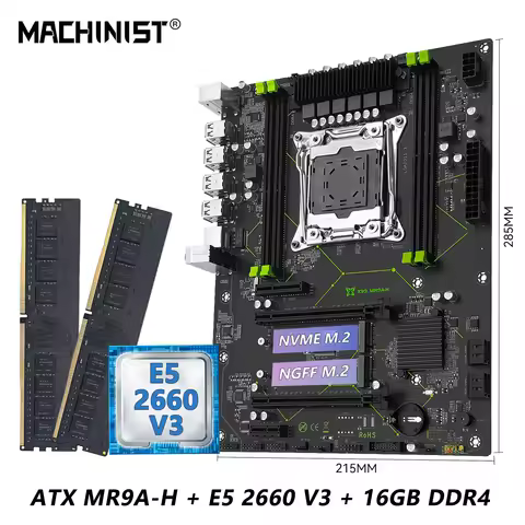 MR9A-H MACHINIST X99 Motherboard combo With Intel LGA 2011-3 Xeon E5 2660 V3 CPU DDR4 16GB (2*8GB) R